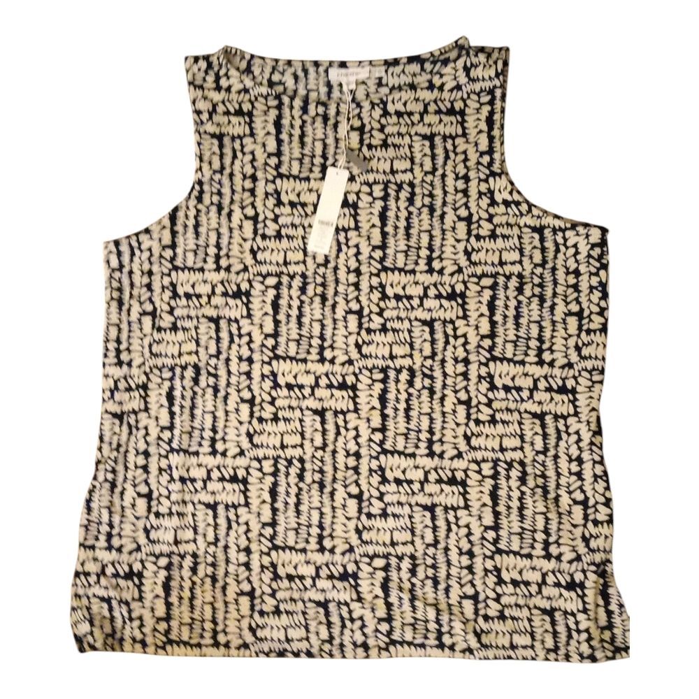 Chico's Black and Cream Patterned Tank Top